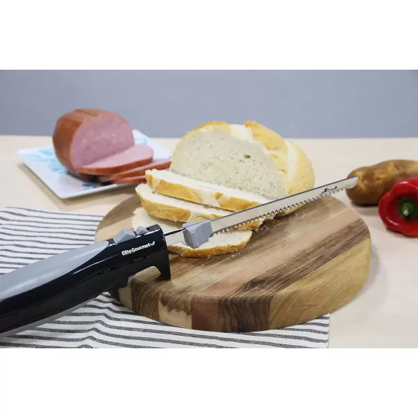 imageElite Cuisine EK570B Electric Knife with 2 Serrated Blades and Easy Eject Black Stainless Steel