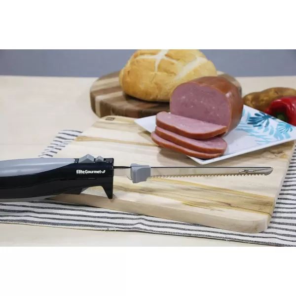 imageElite Cuisine EK570B Electric Knife with 2 Serrated Blades and Easy Eject Black Stainless Steel