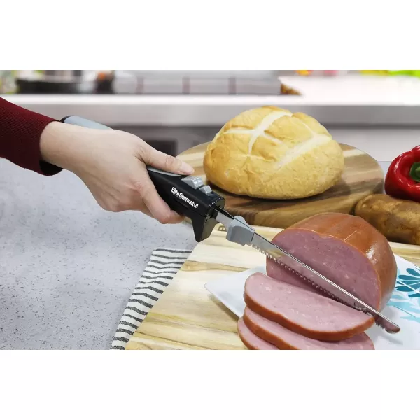 imageElite Cuisine EK570B Electric Knife with 2 Serrated Blades and Easy Eject Black Stainless Steel