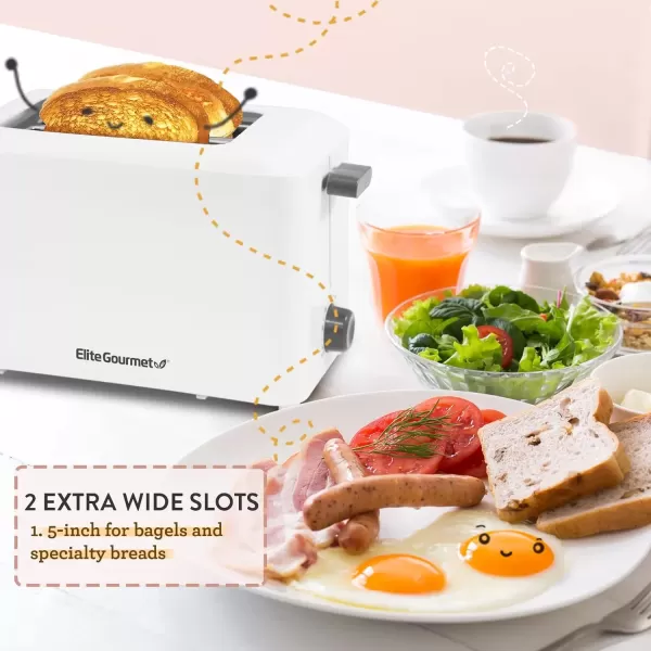 imageElite Gourmet 4 Slice Toaster with Countdown Timer Defrost and Cancel Functions  Extra Wide Slots for Bagels and Waffles Builtin Warming Rack Stainless SteelWhite