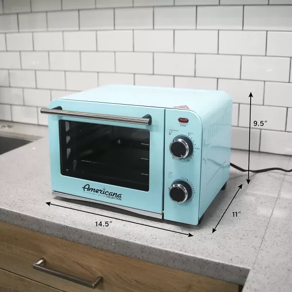 imageElite Gourmet Americana 2 Slice 95quot Griddle with Glass Lid 3in1 Breakfast Center Station 4Cup Coffeemaker Toaster Oven with 15Min Timer Heat Selector Mode BlueMint Green