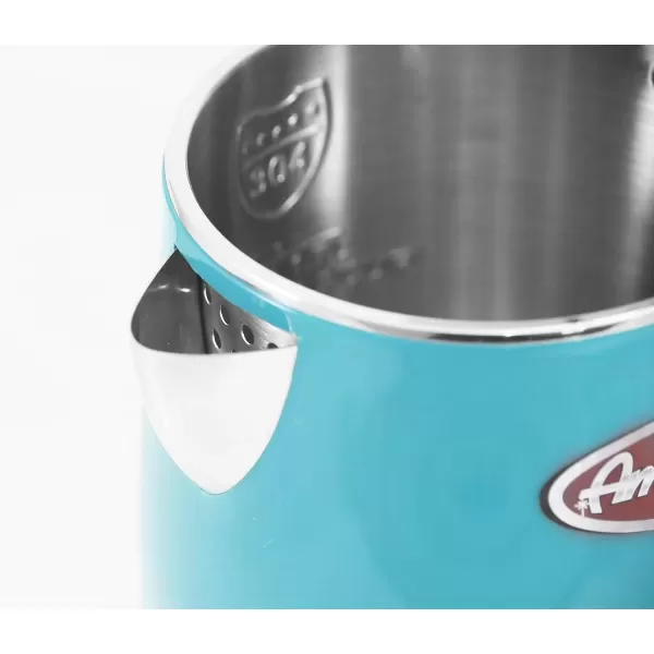 imageElite Gourmet Americana EKT1780BL Retro Nostalgic Temperature Gauge Double Wall Insulated Cool Touch Electric Water Tea Kettle BPA Free Stainless Steel Interior and Auto ShutOffBlue
