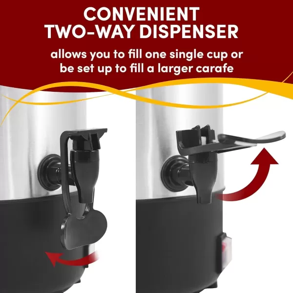 imageElite Gourmet CCM035 MaxiMatic 30 Cup Stainless Steel Coffee Urn Removable Filter For Easy Cleanup Two Way Dispenser with CoolTouch Handles Electric Coffee Maker Urn Stainless SteelStainless Steel