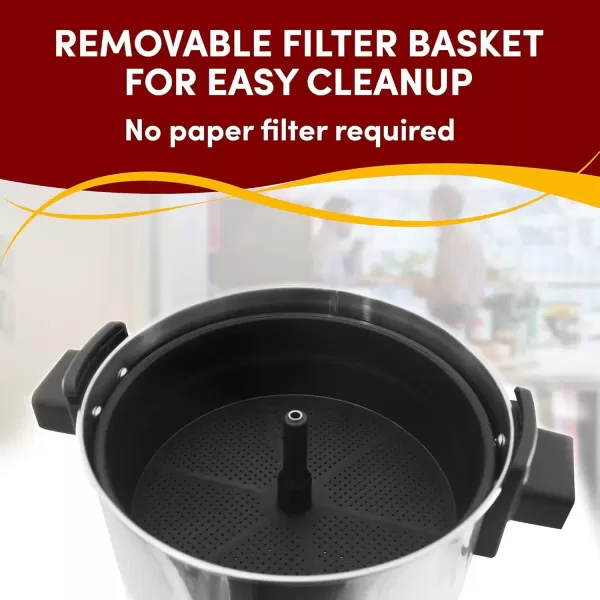 imageElite Gourmet CCM035 MaxiMatic 30 Cup Stainless Steel Coffee Urn Removable Filter For Easy Cleanup Two Way Dispenser with CoolTouch Handles Electric Coffee Maker Urn Stainless SteelStainless Steel