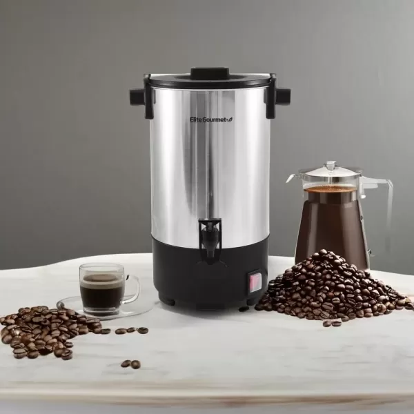 imageElite Gourmet CCM035 MaxiMatic 30 Cup Stainless Steel Coffee Urn Removable Filter For Easy Cleanup Two Way Dispenser with CoolTouch Handles Electric Coffee Maker Urn Stainless SteelStainless Steel
