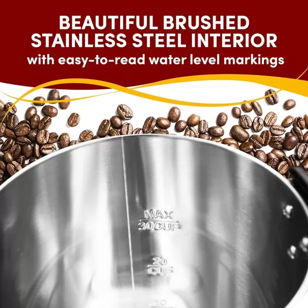 imageElite Gourmet CCM035 MaxiMatic 30 Cup Stainless Steel Coffee Urn Removable Filter For Easy Cleanup Two Way Dispenser with CoolTouch Handles Electric Coffee Maker Urn Stainless SteelStainless Steel