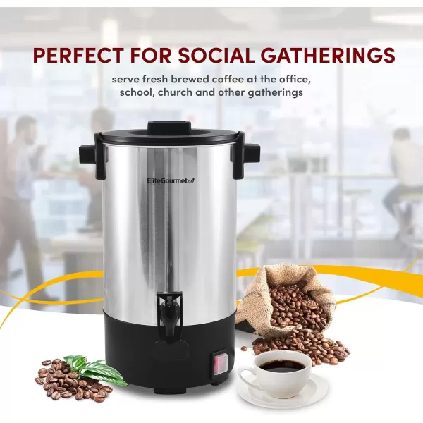 imageElite Gourmet CCM035 MaxiMatic 30 Cup Stainless Steel Coffee Urn Removable Filter For Easy Cleanup Two Way Dispenser with CoolTouch Handles Electric Coffee Maker Urn Stainless SteelStainless Steel