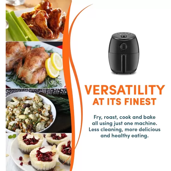 imageElite Gourmet EAF0201 Personal Compact Space Saving Electric Hot Air Fryer OilLess Healthy Cooker Timer ampamp Temperature Controls 1000W 21 Quart BlackBlack