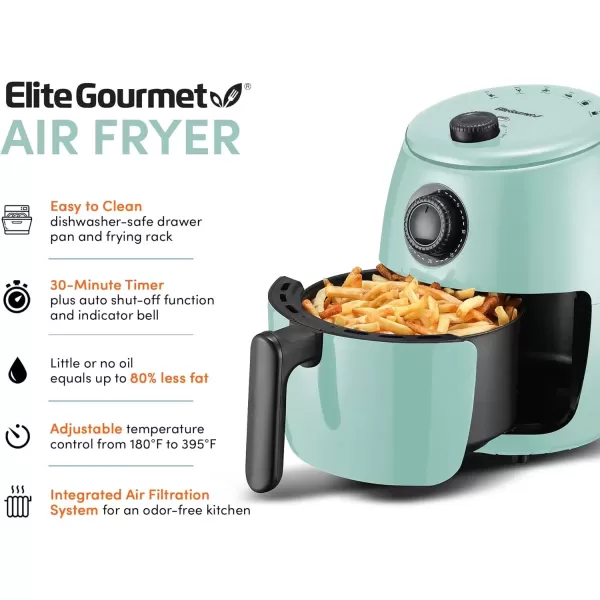 imageElite Gourmet EAF0201 Personal Compact Space Saving Electric Hot Air Fryer OilLess Healthy Cooker Timer ampamp Temperature Controls 1000W 21 Quart BlackMint