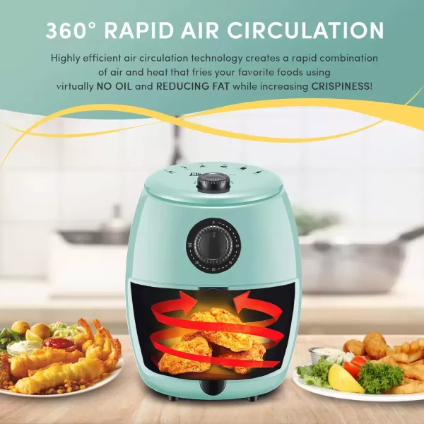 imageElite Gourmet EAF0201 Personal Compact Space Saving Electric Hot Air Fryer OilLess Healthy Cooker Timer ampamp Temperature Controls 1000W 21 Quart BlackMint