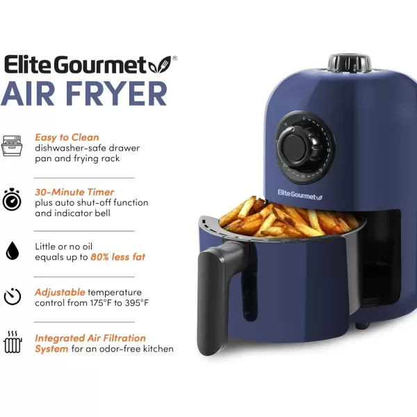 imageElite Gourmet EAF0201BG Personal 21 Qt Compact Space Saving Electric Hot Air Fryer OilLess Healthy Cooker Timer ampamp Temperature Controls 1000W Quart Blue GrayBlue Gray