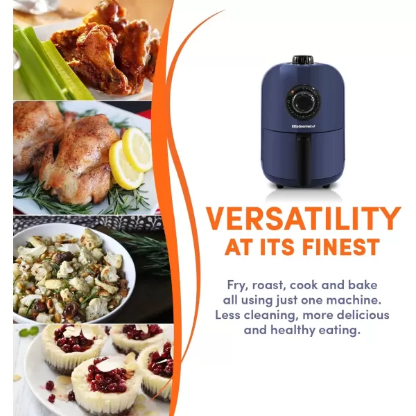 imageElite Gourmet EAF0201BG Personal 21 Qt Compact Space Saving Electric Hot Air Fryer OilLess Healthy Cooker Timer ampamp Temperature Controls 1000W Quart Blue GrayBlue Gray