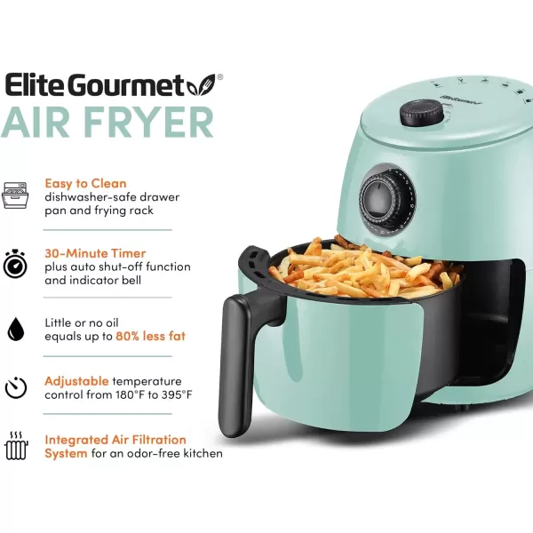 imageElite Gourmet EAF0201BG Personal 21 Qt Compact Space Saving Electric Hot Air Fryer OilLess Healthy Cooker Timer ampamp Temperature Controls 1000W Quart Blue GrayMint