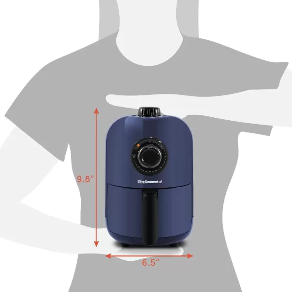 imageElite Gourmet EAF0201BG Personal 21 Qt Compact Space Saving Electric Hot Air Fryer OilLess Healthy Cooker Timer ampamp Temperature Controls 1000W Quart Blue GrayBlue Gray