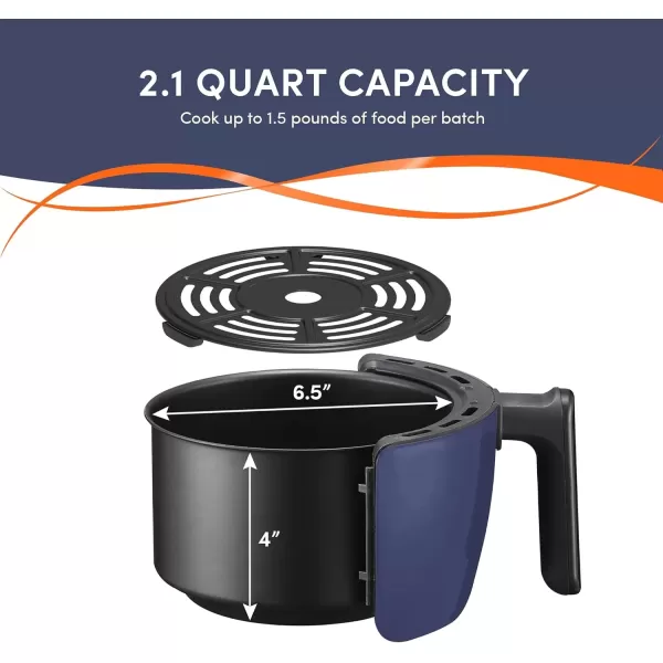imageElite Gourmet EAF0201BG Personal 21 Qt Compact Space Saving Electric Hot Air Fryer OilLess Healthy Cooker Timer ampamp Temperature Controls 1000W Quart Blue GrayBlue Gray