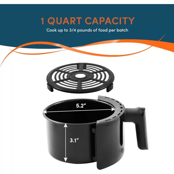 imageElite Gourmet EAF0201BG Personal 21 Qt Compact Space Saving Electric Hot Air Fryer OilLess Healthy Cooker Timer ampamp Temperature Controls 1000W Quart Blue GrayBlack