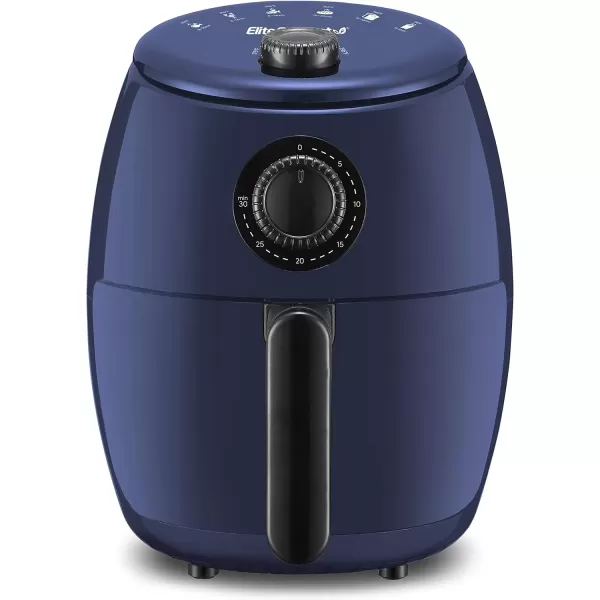 imageElite Gourmet EAF0201BG Personal 21 Qt Compact Space Saving Electric Hot Air Fryer OilLess Healthy Cooker Timer ampamp Temperature Controls 1000W Quart Blue GrayBlue Gray