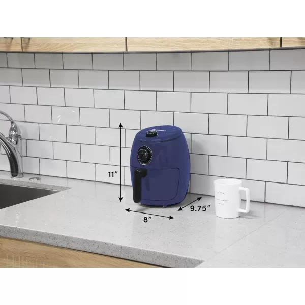 imageElite Gourmet EAF0201BG Personal 21 Qt Compact Space Saving Electric Hot Air Fryer OilLess Healthy Cooker Timer ampamp Temperature Controls 1000W Quart Blue GrayBlue Gray