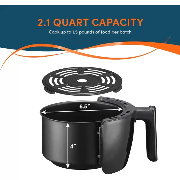 imageElite Gourmet EAF0201BG Personal 21 Qt Compact Space Saving Electric Hot Air Fryer OilLess Healthy Cooker Timer ampamp Temperature Controls 1000W Quart Blue GrayBlack