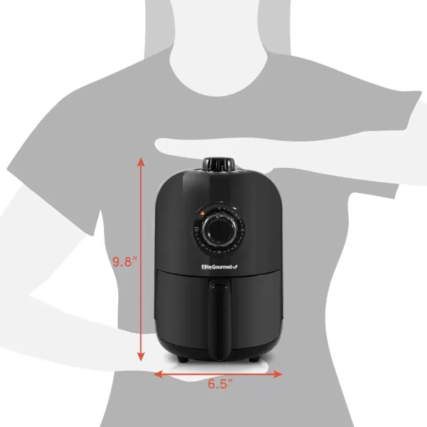 imageElite Gourmet EAF0201BG Personal 21 Qt Compact Space Saving Electric Hot Air Fryer OilLess Healthy Cooker Timer ampamp Temperature Controls 1000W Quart Blue GrayBlack