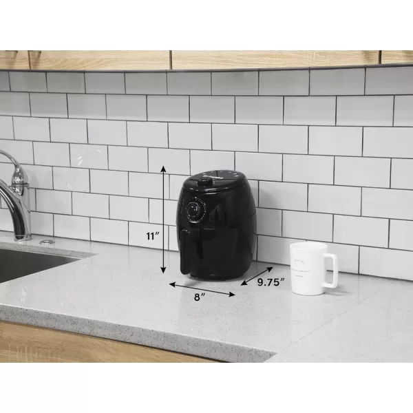 imageElite Gourmet EAF0201BG Personal 21 Qt Compact Space Saving Electric Hot Air Fryer OilLess Healthy Cooker Timer ampamp Temperature Controls 1000W Quart Blue GrayBlack