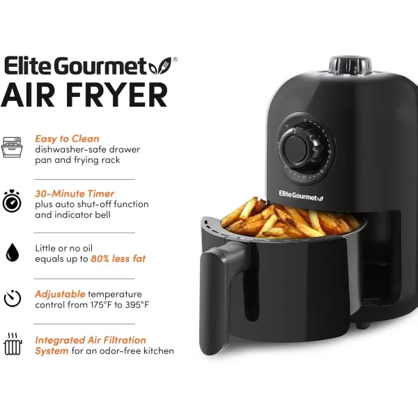 imageElite Gourmet EAF0201BG Personal 21 Qt Compact Space Saving Electric Hot Air Fryer OilLess Healthy Cooker Timer ampamp Temperature Controls 1000W Quart Blue GrayBlack