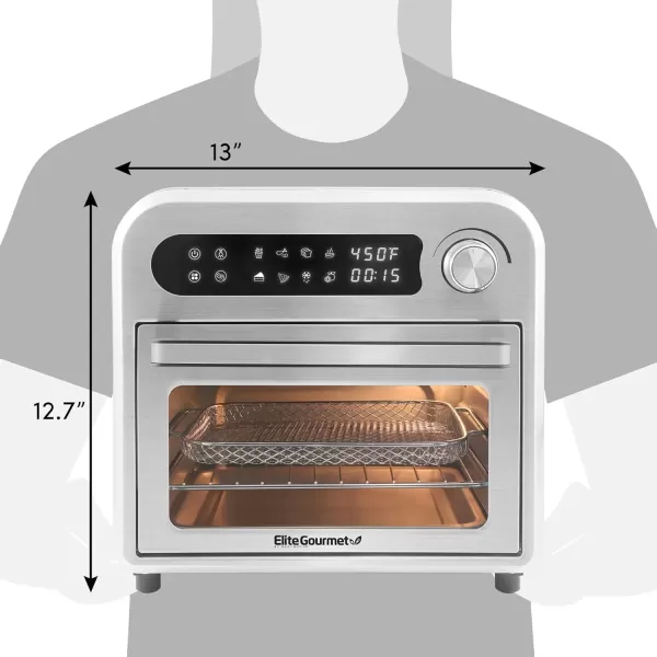 imageElite Gourmet EAF1010D Programmable 10L Air Fryer Convection Countertop Oven 8 Menu Settings Temperature  Timer Controls Bake Toast Broil Air Fry 1500W with Recipes Steel Exterior