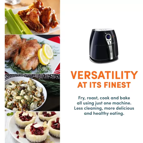 imageElite Gourmet EAF2500D Dual Basket 35Qt Electric Digital Hot Air Fryer 1400Watts OilLess Healthy Cooker TempTimer Settings Includes 26 Full Color Recipes Black32 Quart