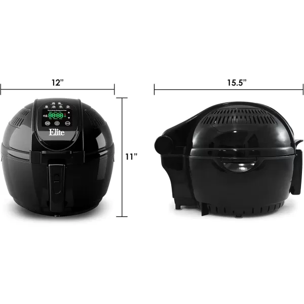 imageElite Gourmet EAF2500D Dual Basket 35Qt Electric Digital Hot Air Fryer 1400Watts OilLess Healthy Cooker TempTimer Settings Includes 26 Full Color Recipes Black35 Quart
