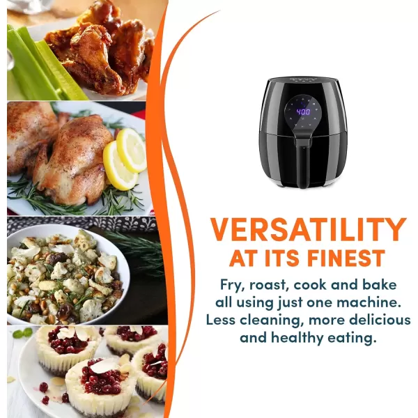 imageElite Gourmet EAF2612D Personal 21Qt Compact Space Saving Programmable Hot Air Fryer OilLess Healthy Cooker Timer ampamp Temperature Controls 1000W BlackBlack