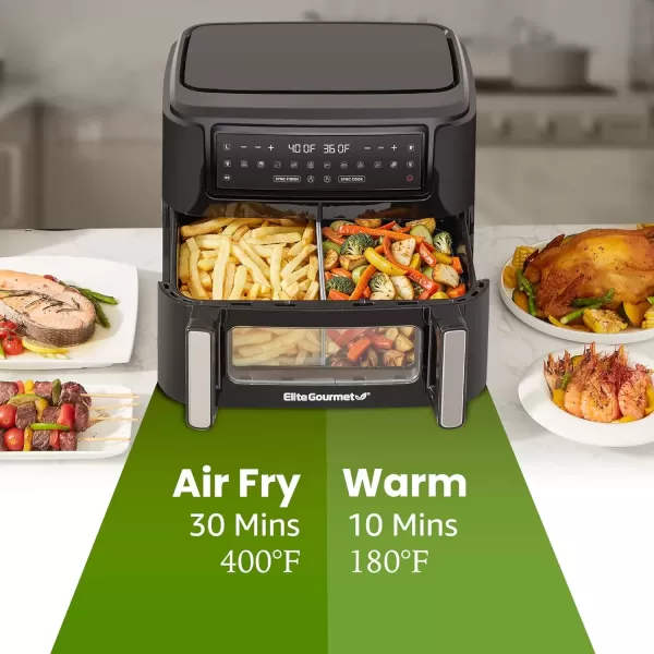imageElite Gourmet EAF2612D Personal 21Qt Compact Space Saving Programmable Hot Air Fryer OilLess Healthy Cooker Timer ampamp Temperature Controls 1000W BlackBlack
