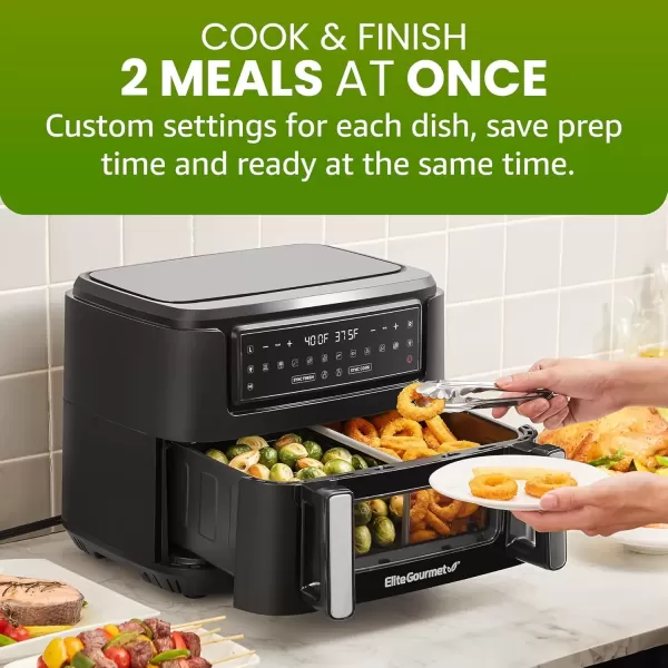 imageElite Gourmet EAF2612D Personal 21Qt Compact Space Saving Programmable Hot Air Fryer OilLess Healthy Cooker Timer ampamp Temperature Controls 1000W BlackBlack