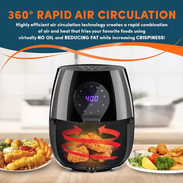 imageElite Gourmet EAF2612D Personal 21Qt Compact Space Saving Programmable Hot Air Fryer OilLess Healthy Cooker Timer ampamp Temperature Controls 1000W BlackBlack