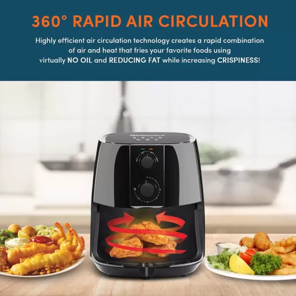 imageElite Gourmet EAF2612D Personal 21Qt Compact Space Saving Programmable Hot Air Fryer OilLess Healthy Cooker Timer ampamp Temperature Controls 1000W BlackBlack