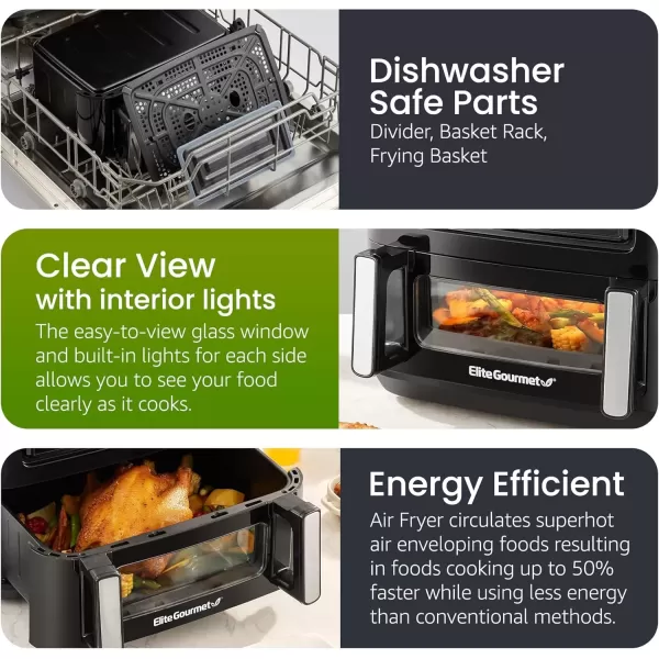 imageElite Gourmet EAF2612D Personal 21Qt Compact Space Saving Programmable Hot Air Fryer OilLess Healthy Cooker Timer ampamp Temperature Controls 1000W BlackBlack