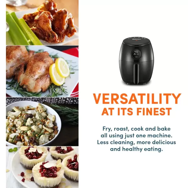 imageElite Gourmet EAF2612D Personal 21Qt Compact Space Saving Programmable Hot Air Fryer OilLess Healthy Cooker Timer ampamp Temperature Controls 1000W BlackBlack