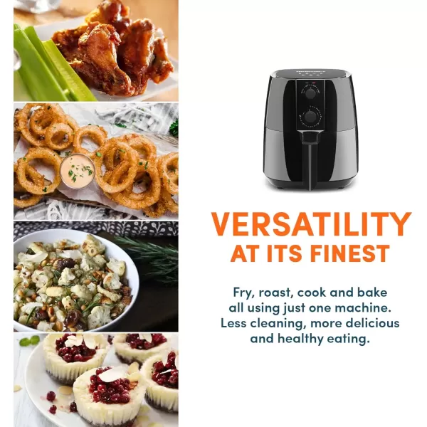 imageElite Gourmet EAF2612D Personal 21Qt Compact Space Saving Programmable Hot Air Fryer OilLess Healthy Cooker Timer ampamp Temperature Controls 1000W BlackBlack