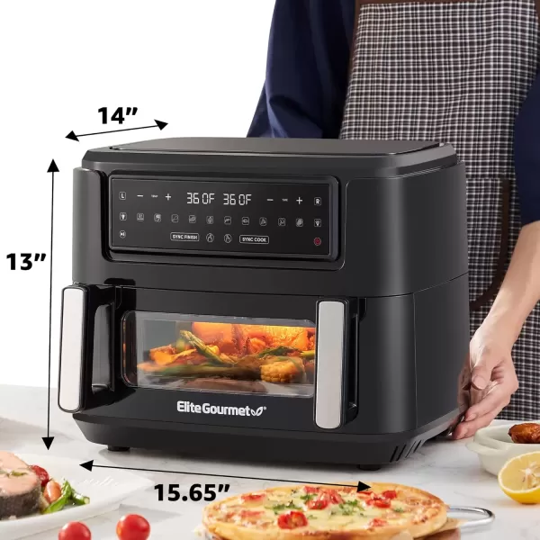 imageElite Gourmet EAF2612D Personal 21Qt Compact Space Saving Programmable Hot Air Fryer OilLess Healthy Cooker Timer ampamp Temperature Controls 1000W BlackBlack