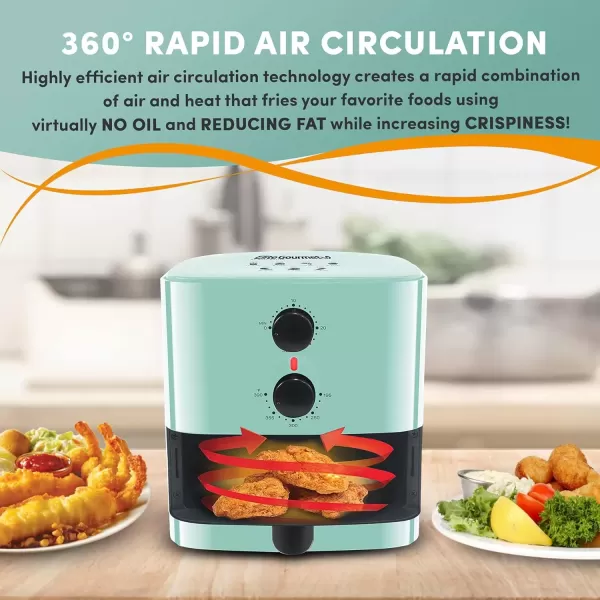 imageElite Gourmet EAF3218R Personal 11 Quart Compact Space Saving Electric Hot Air Fryer OilLess Healthy Cooker Timer ampamp Temperature Controls RedMint