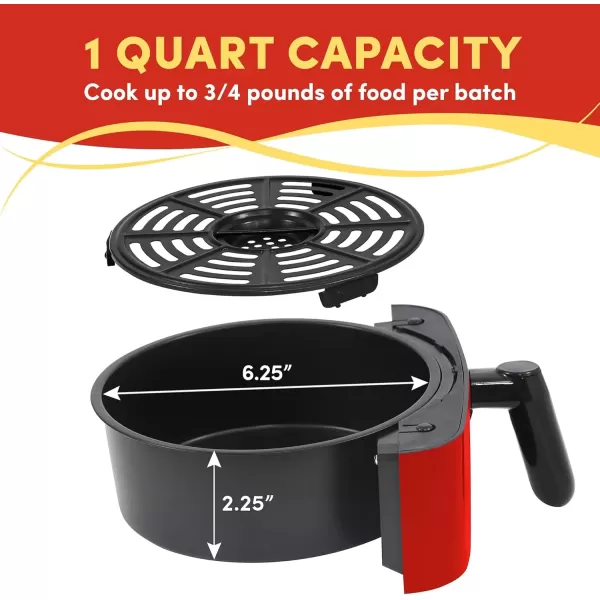 imageElite Gourmet EAF3218R Personal 11 Quart Compact Space Saving Electric Hot Air Fryer OilLess Healthy Cooker Timer ampamp Temperature Controls RedRed