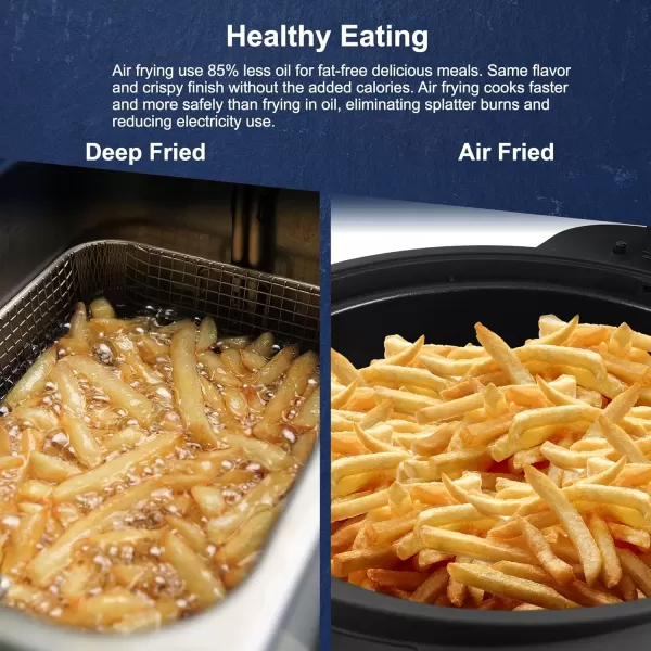 imageElite Gourmet EAF4700 Digital 5Qt Air Fryer Sears Bakes Roasts Top ampamp Bottom Heating OilLess Healthy Cooker TempTimer Settings Includes Recipes