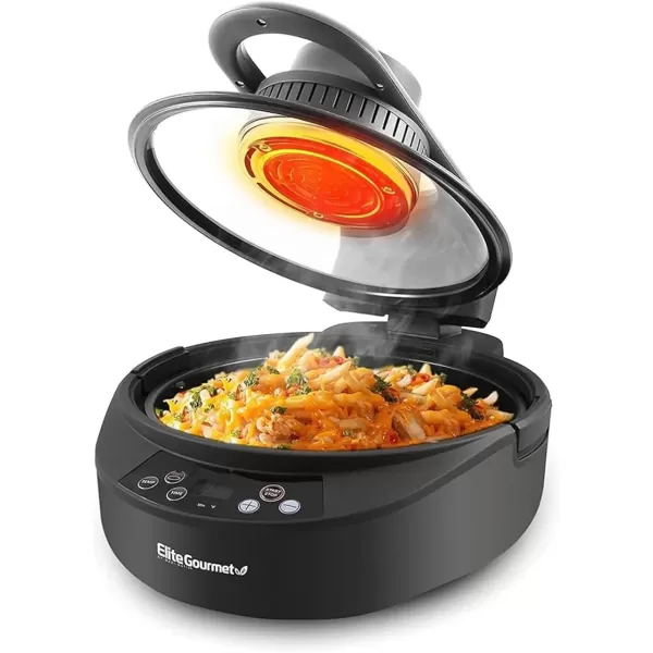 imageElite Gourmet EAF4700 Digital 5Qt Air Fryer Sears Bakes Roasts Top ampamp Bottom Heating OilLess Healthy Cooker TempTimer Settings Includes Recipes
