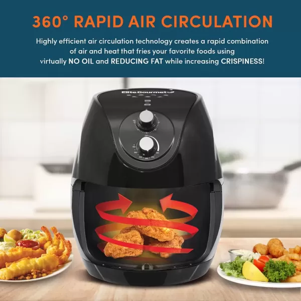 imageElite Gourmet EAF658 Electric 65Qt Air Fryer XXL Capacity 475Lbs of Food 1700WOilLess Healthy Cooker Timer ampamp Temperature Controls 26 Recipe Cookbook65 Qt