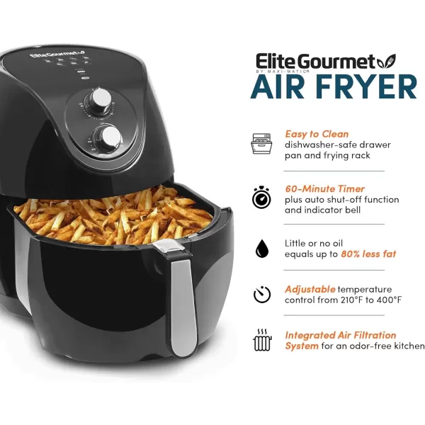 imageElite Gourmet EAF658 Electric 65Qt Air Fryer XXL Capacity 475Lbs of Food 1700WOilLess Healthy Cooker Timer ampamp Temperature Controls 26 Recipe Cookbook65 Qt