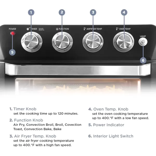 imageElite Gourmet EAF9100 MaxiMatic Electric Fryer Oven OilLess Convection Oven Extra large 25L Capacity Grill Bake Roast Air Fryer 1640Watts Black 1688