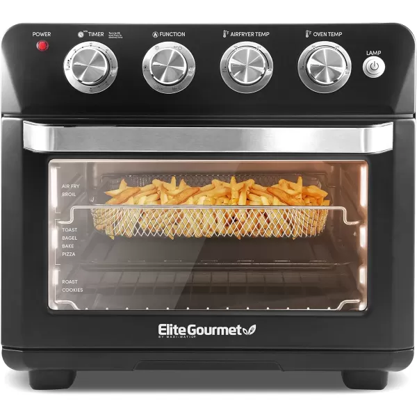 imageElite Gourmet EAF9100 MaxiMatic Electric Fryer Oven OilLess Convection Oven Extra large 25L Capacity Grill Bake Roast Air Fryer 1640Watts Black 1688