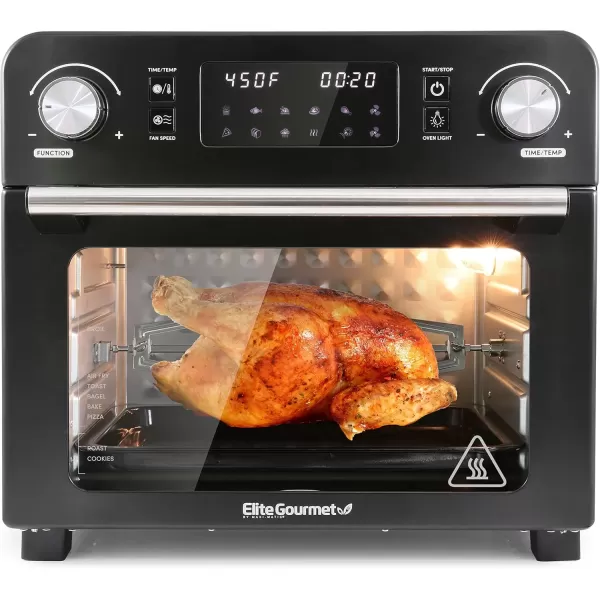 imageElite Gourmet EAF9310 Digital Programmable Fryer Oven OilLess Convection Oven Extra Large 245 Quart Capacity fits 12quot pizza Grill Bake Roast Air Fry 1700Watts Black