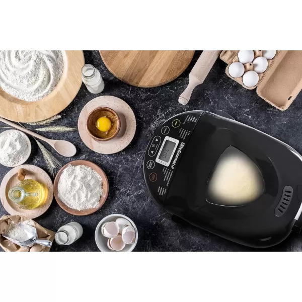 imageElite Gourmet EBM8103M Programmable Bread Maker Machine 3 Loaf Sizes 19 Menu Functions Gluten Free White Wheat Rye French and more 2 Lbs MintBlack