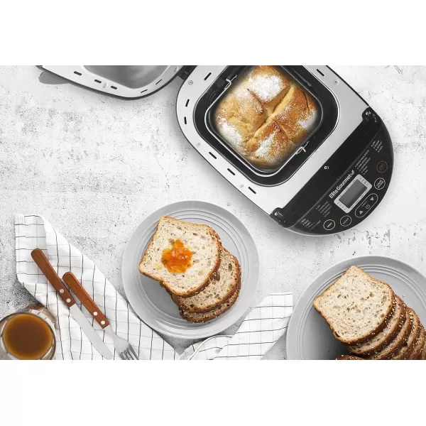 imageElite Gourmet EBM8103M Programmable Bread Maker Machine 3 Loaf Sizes 19 Menu Functions Gluten Free White Wheat Rye French and more 2 Lbs MintBlack