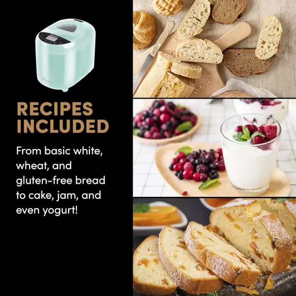 imageElite Gourmet EBM8103M Programmable Bread Maker Machine 3 Loaf Sizes 19 Menu Functions Gluten Free White Wheat Rye French and more 2 Lbs MintMint